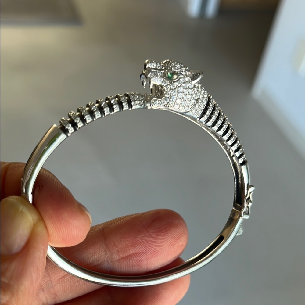 Sterling silver cz panther bracelet